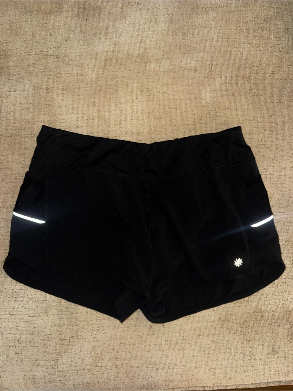 Athleta Black Women's Bike Shorts with Reflective Trim Size Large